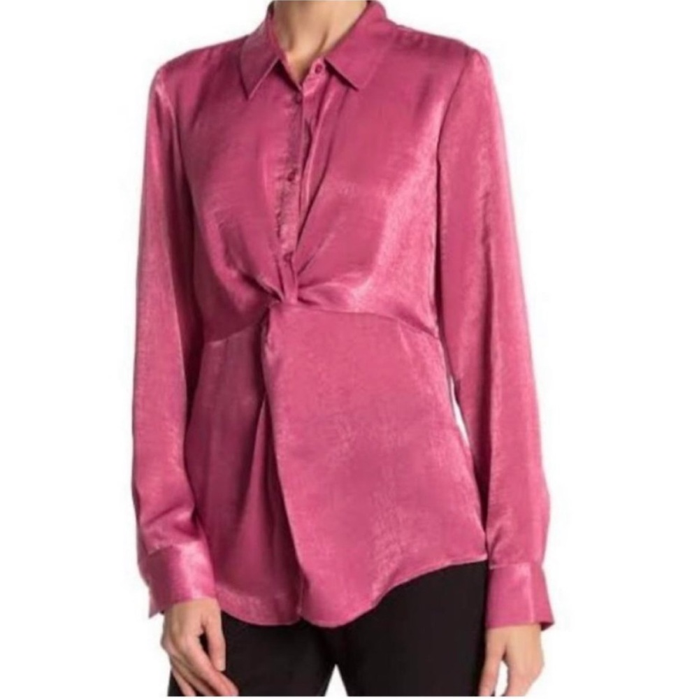 Laundry by Shelli Segal Fuschia Satin Twist Blouse NWT Size Small